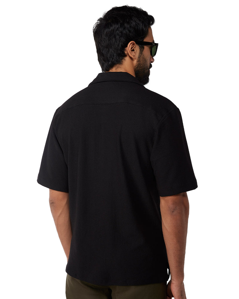 Black Stretch Dobby Knit Shirt