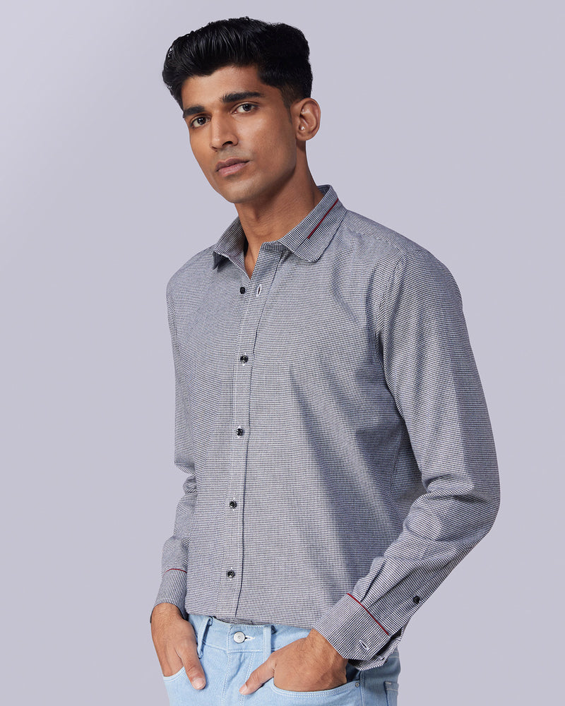 Black Brushed Houndstooth Shirt