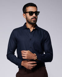 Navy Cotton Twill Shirt