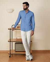 Blue Cotton Linen Shirt