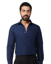 Navy Smooth Cotton Poplin Shirt