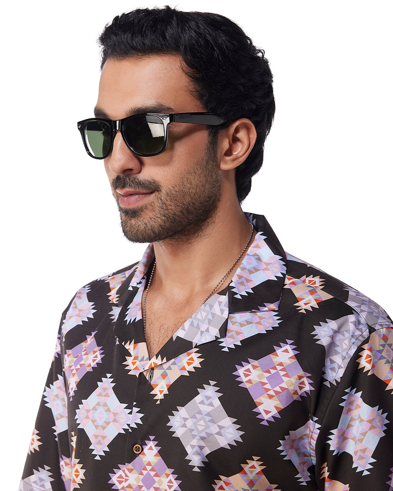 Black Aztec Printed Shirt