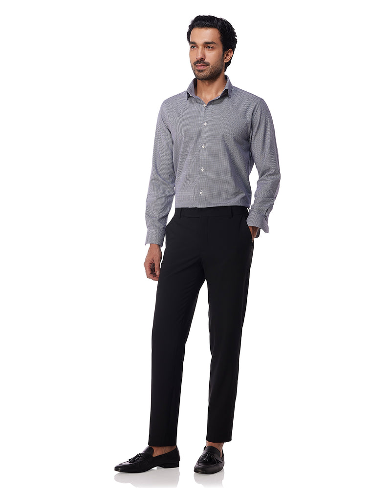 Blue & White Brushed Houndstooth Shirt