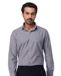 Blue & White Brushed Houndstooth Shirt