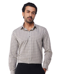 Grey & Beige Oxford Checked Shirt