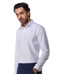 Light Blue Cotton Checked Shirt