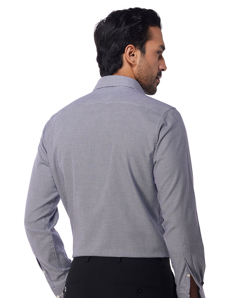 Blue & White Brushed Houndstooth Shirt