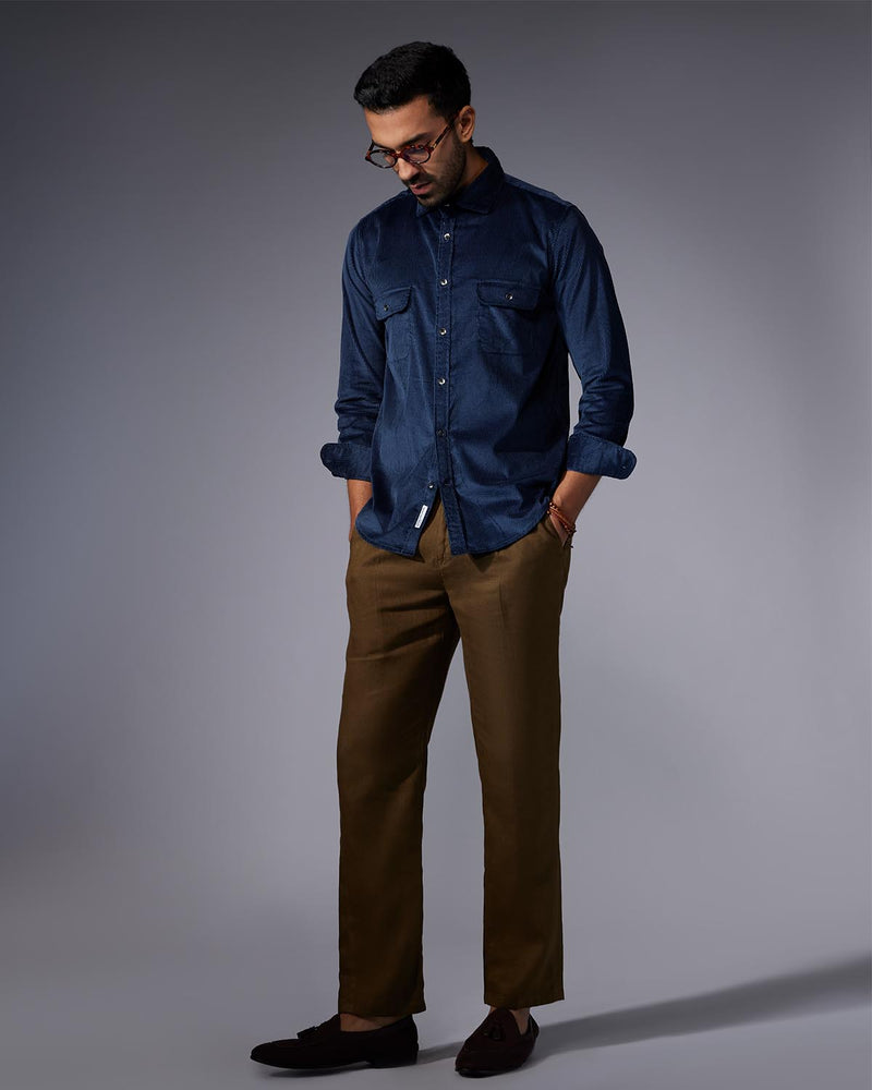 Navy Blue Corduroy Shirt