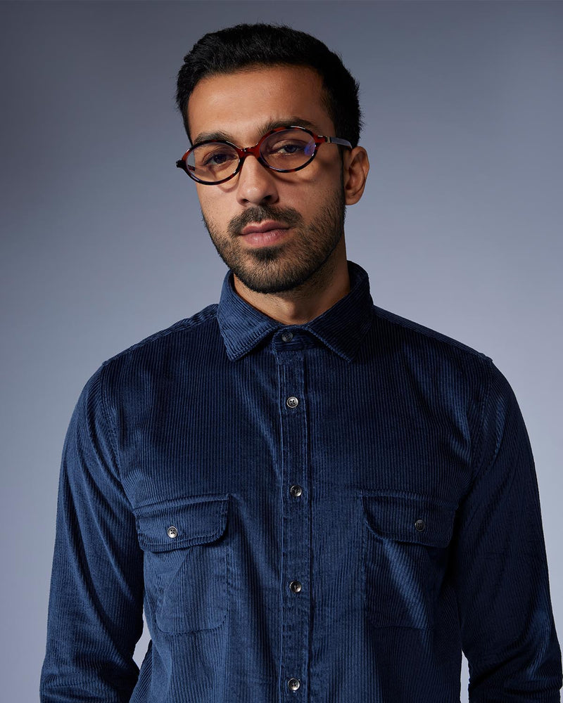 Navy Blue Corduroy Shirt