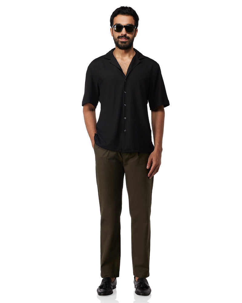 Black Stretch Dobby Knit Shirt