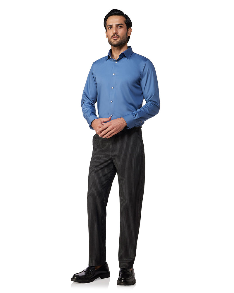 Blue Wrinkle-Free Stretch Satin Shirt