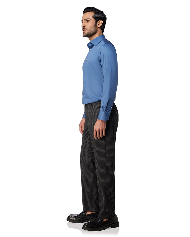 Blue Wrinkle-Free Stretch Satin Shirt
