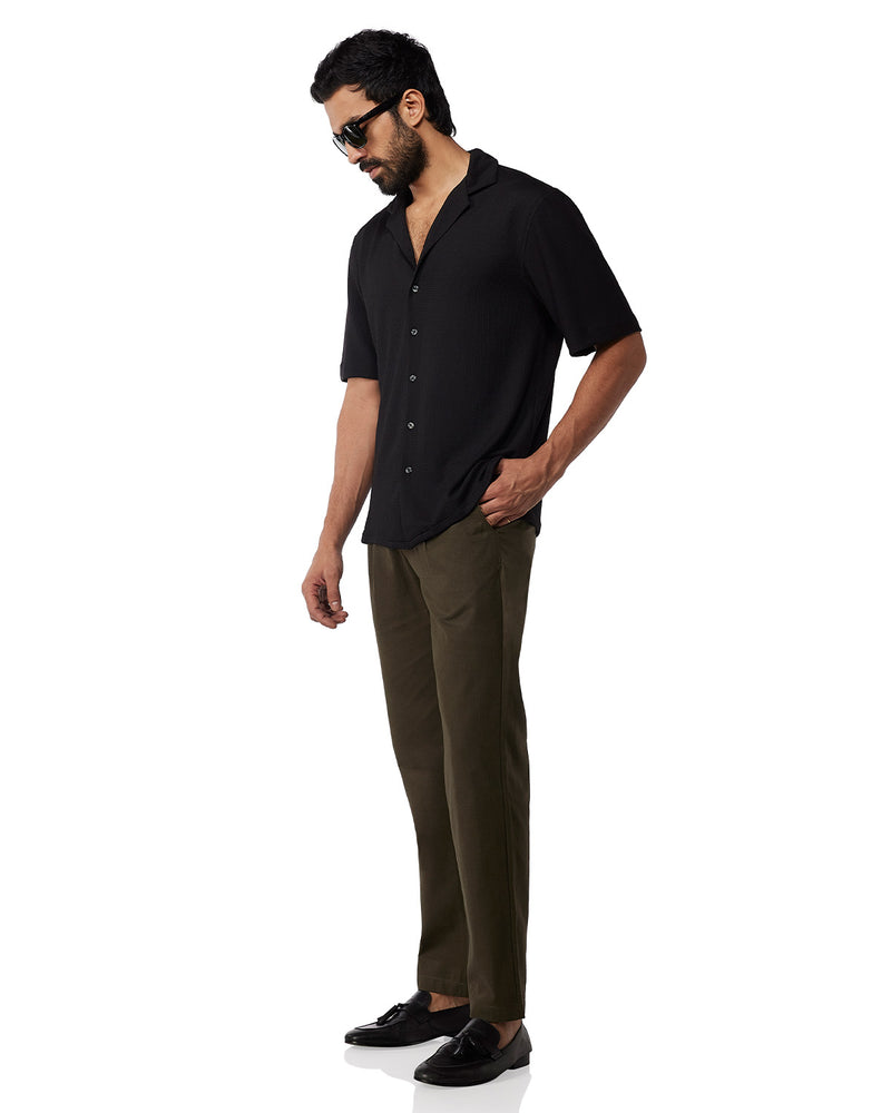 Black Stretch Dobby Knit Shirt
