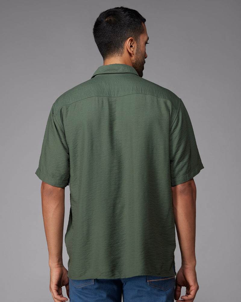 Green Half-Sleeve Dobby Shirt