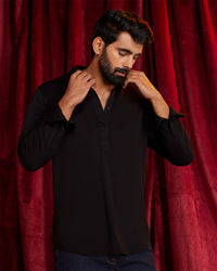 BSC x ALB | Monte Carlo Popover Stretch Knit Shirt - Black