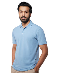 Signature Button Polo T-Shirt - Light Blue