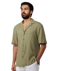 Green Stretch Dobby Knit Shirt
