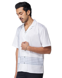 White & Purple Line Printed Shirt