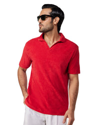 Signature Terry Towel Polo T-Shirt - Red