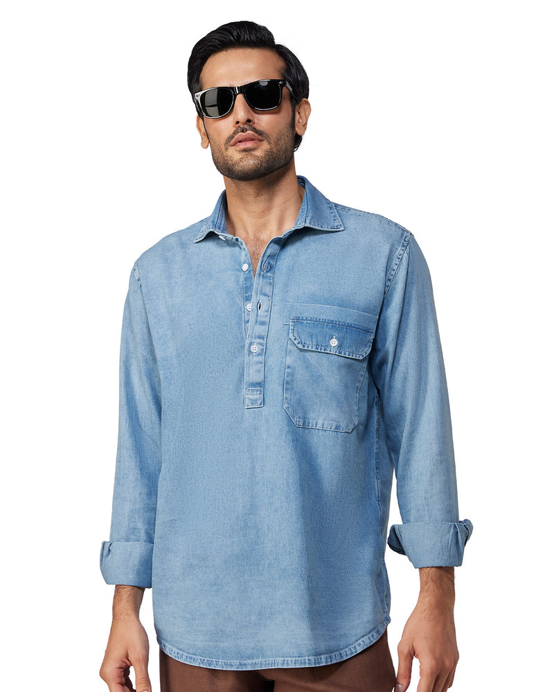 Blue Popover Denim Shirt