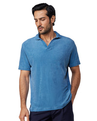 Signature Terry Towel Polo T-Shirt - Blue