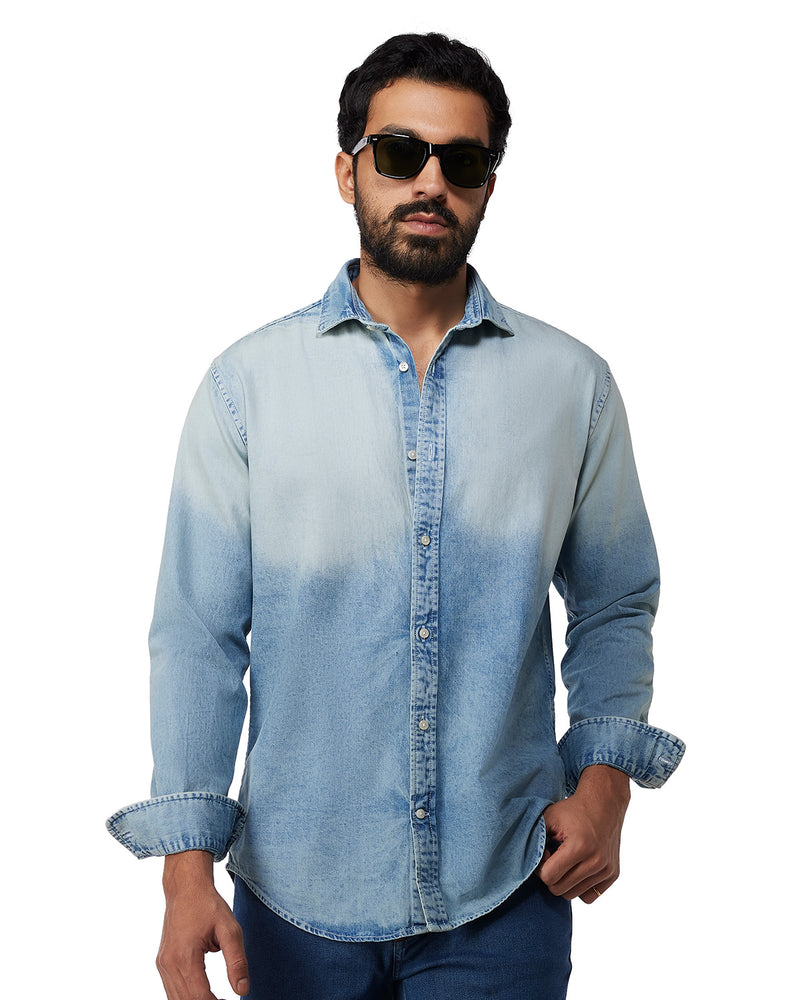 Blue Faded Denim Shirt