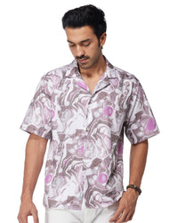 Purple & White Marble Printed Shirt
