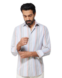 Green & Blue Corduroy Striped Shirt