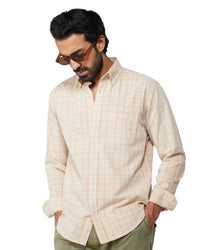 Yellow & Red Corduroy Checked Shirt