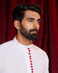 BSC x ALB | Crimson Accent Popover Shirt - White