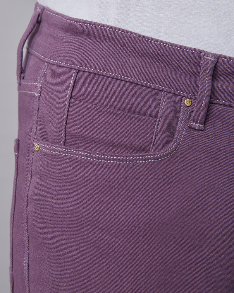 Smoked Twill Stretch Jeans - Purple.