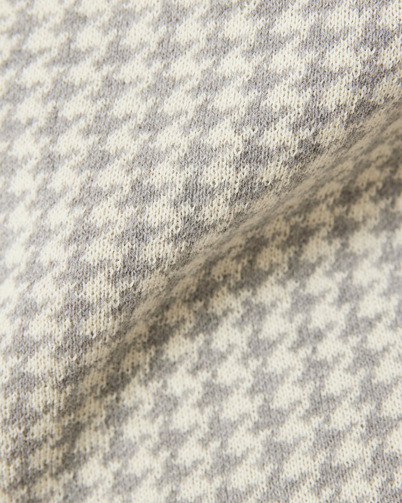 Grey Half-Sleeve Flat Knit Houndstooth Shirt