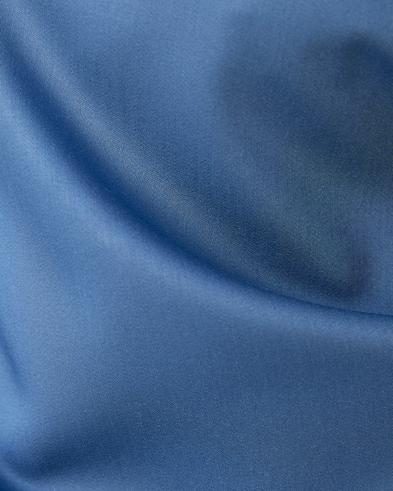 Blue Wrinkle-Free Stretch Satin Shirt