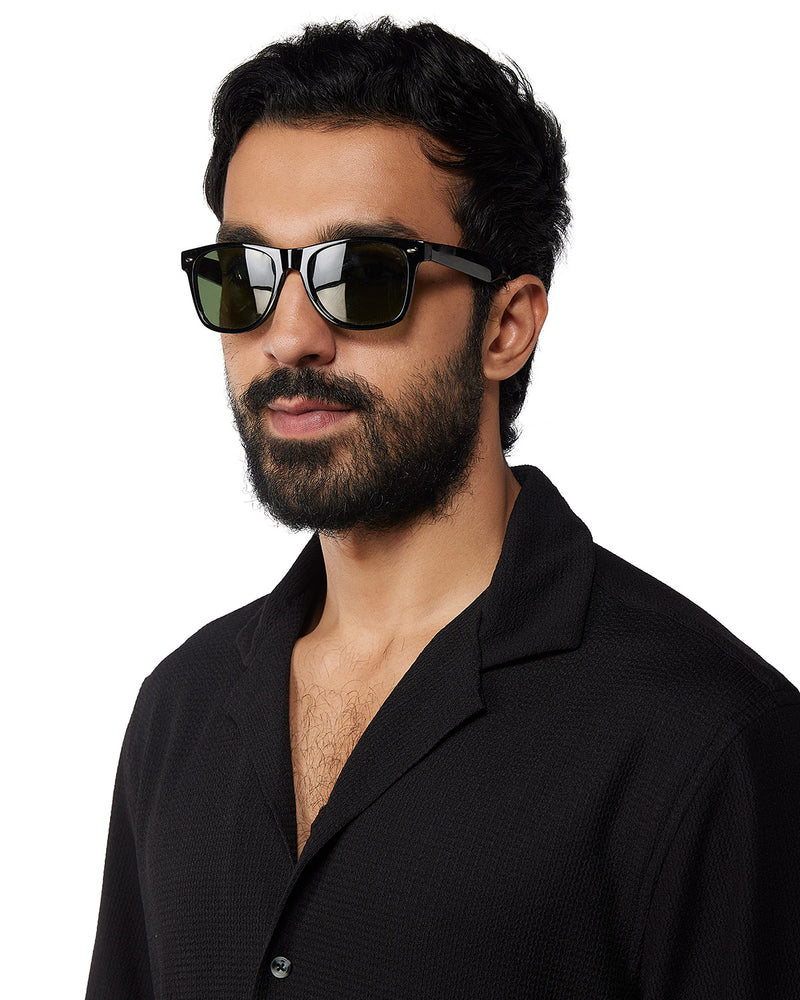 Black Stretch Dobby Knit Shirt