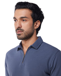 Signature Zipper Polo T-Shirt - Grey