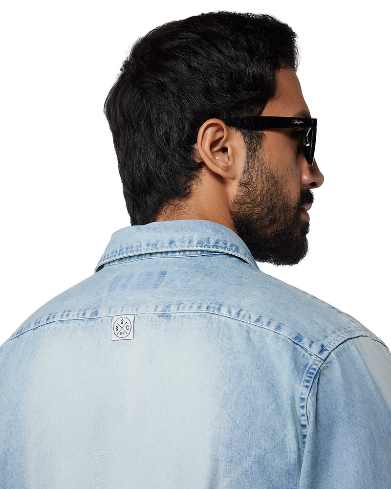Blue Faded Denim Shirt