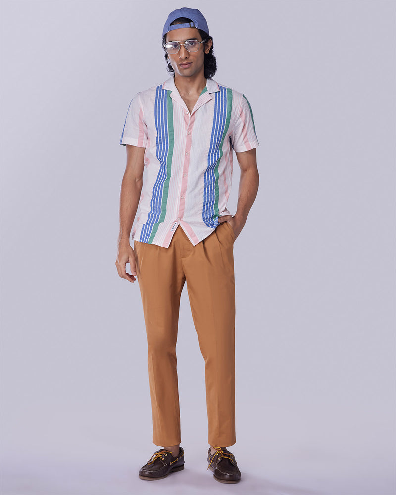 Multicoloured Half-Sleeve Seersucker Shirt