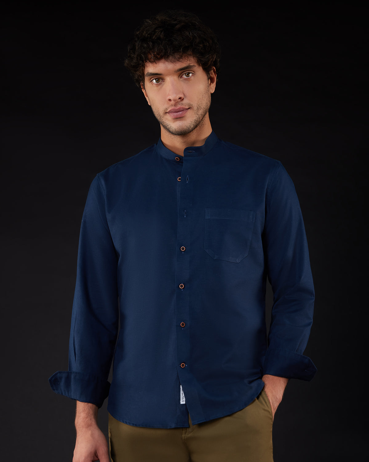 Cotton Linen Shirt Navy – Bombay Shirt Company1