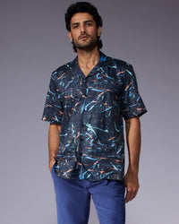 Splatter Printed Shirt - Black & Orange