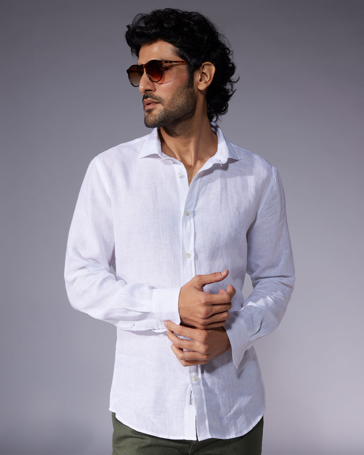 100% Linen Shirt White - Main Image