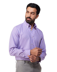 Easy-Care Cotton Checked Shirt - Blue & Pink