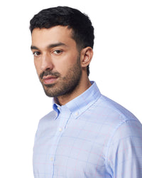 Easy-Care Glen Plaid Checked Shirt - Blue & Pink