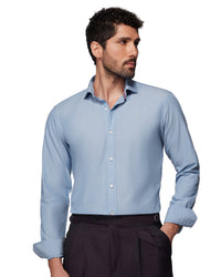 Stretch Poplin Shirt - Blue