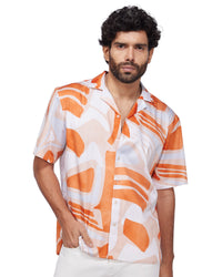 Orange Abstract Printed Shirt