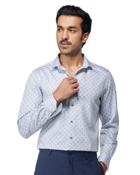 Floral Tile Printed Shirt - Blue