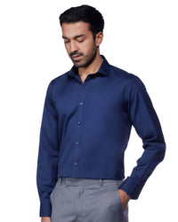 Cotton Poplin Shirt - Navy Blue