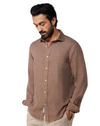 100% Linen Shirt - Brown