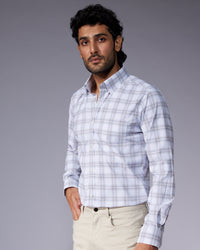 Poplin Checked Shirt - Grey & Beige