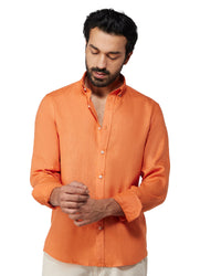 100% Linen Shirt - Rust