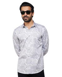 Line Printed Shirt - Grey & White